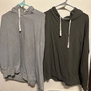 Gray and Dark Green Hoodies